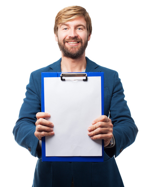happy businessman with notebook - Foto, Imagen
