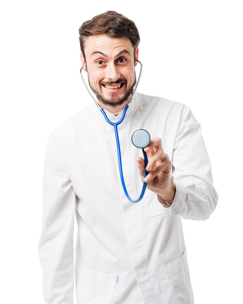 angry doctor man with joking - Fotó, kép