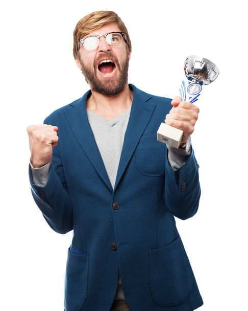 happy businessman with sport cup - Photo, Image