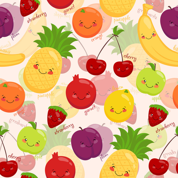 Bright background of fruit, vegetarian food, vitamins. - Vector, Image
