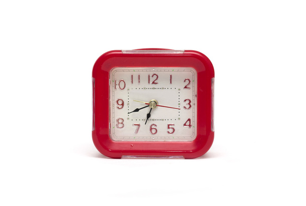 Red alarm clock. Time. Photo. - Photo, Image
