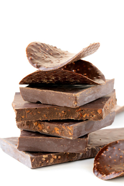 Csendélet csokoládé kakaó, csokoládé chips, cukorka - Fotó, kép
