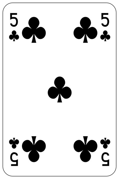 Pokerin pelikortti 5 klubi
 - Vektori, kuva