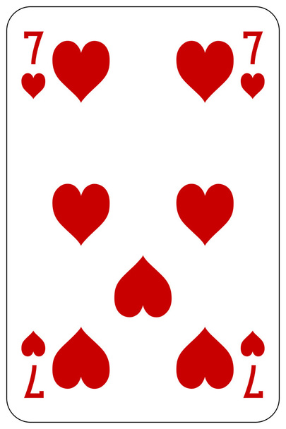 Poker playing card 7 heart - Vector, Image
