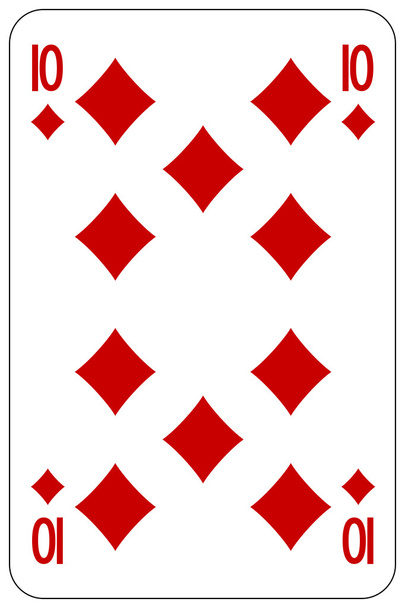 Poker playing card 10 diamant - Vector, afbeelding