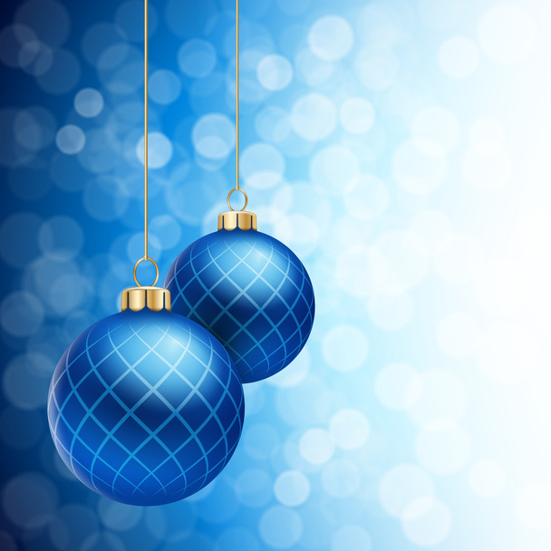 Bolas azules de Navidad en una llamarada desenfocada Fondo
 - Vector, Imagen