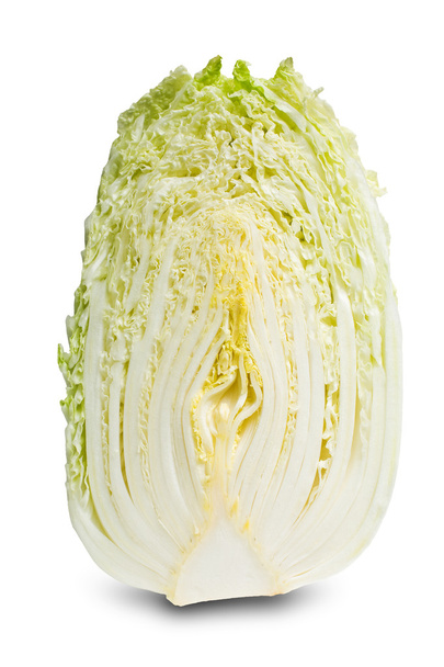 Halved chinese cabbage isolated on white. - Zdjęcie, obraz