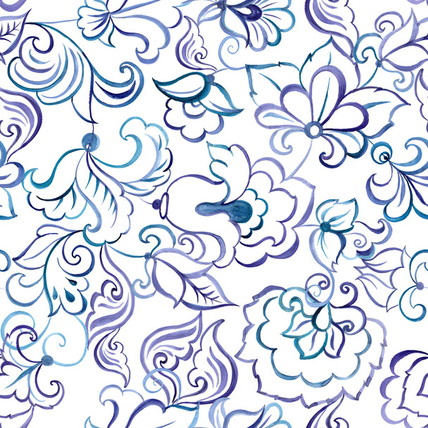 watercolor flowers seamless pattern - Vektör, Görsel