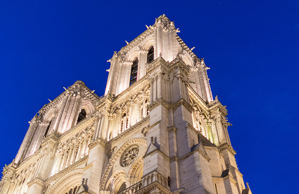katedrála Notre dame v noci, Paříž - Fotografie, Obrázek
