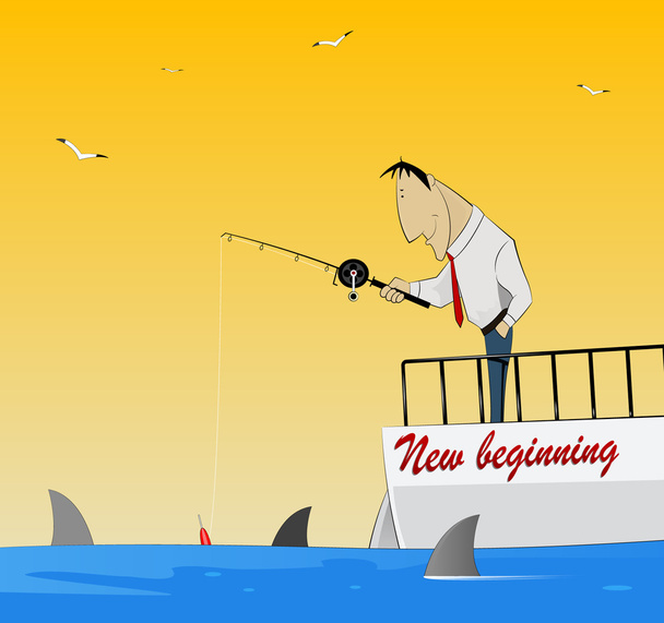 Fishing for Dollars - Vector, Image
