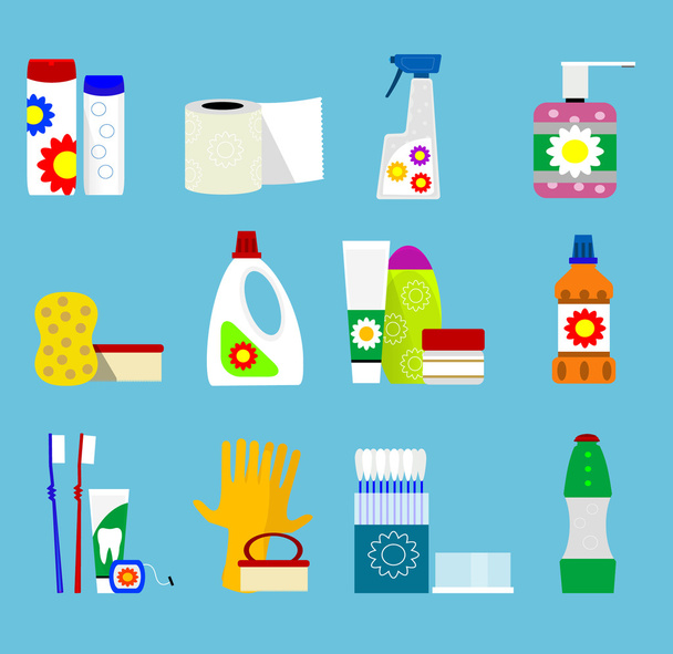 Symbole für Hygiene- und Reinigungsprodukte. - Vektor, Bild