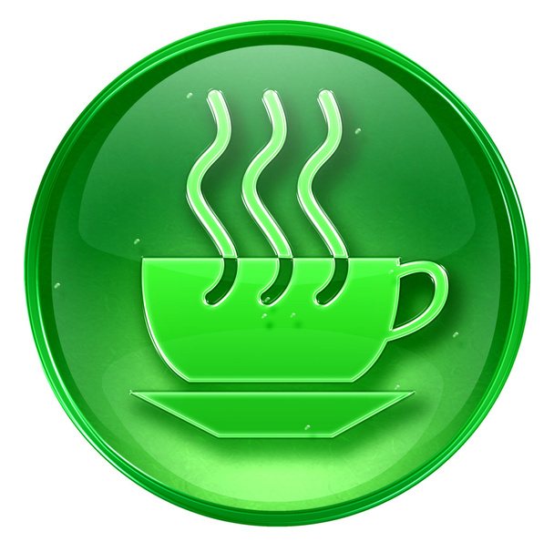Coffee cup icon green, isolated on white background. - Foto, Imagen