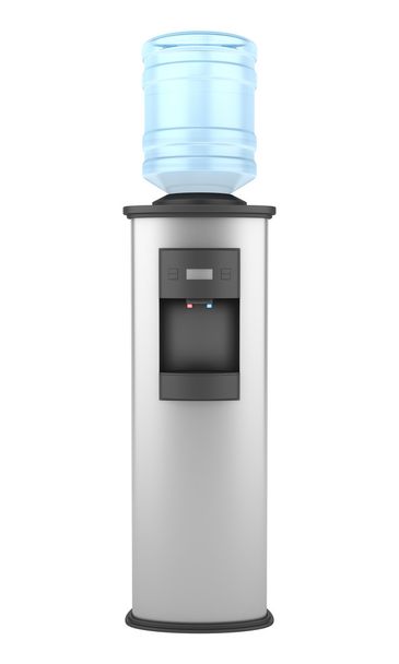 Refrigerador de água metálico moderno isolado no fundo branco
 - Foto, Imagem