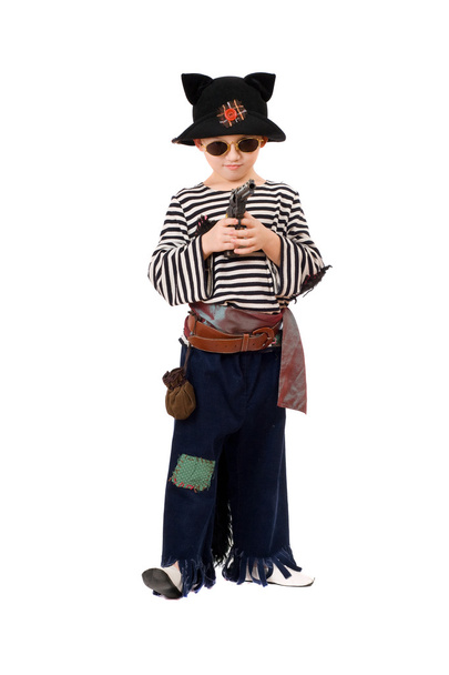 海賊として服を着て小さな男の子 - 写真・画像