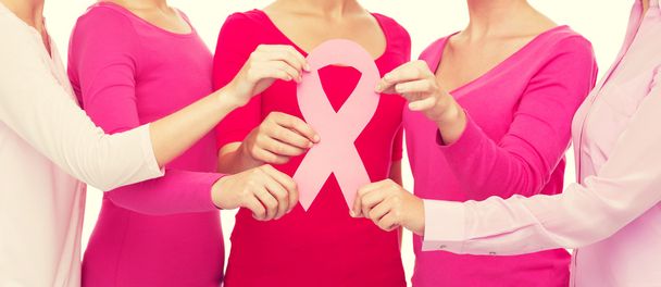 close up of women with cancer awareness ribbons - Fotografie, Obrázek