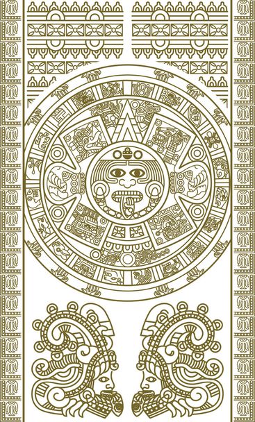 gestileerde Azteekse kalender - Vector, afbeelding