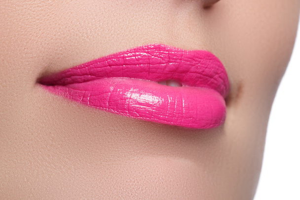 Sexy woman's lips. Beauty lips make-up. Beautiful make-up. Sensual open mouth. Lipstick and lip gloss. Natural full lips. - Photo, Image
