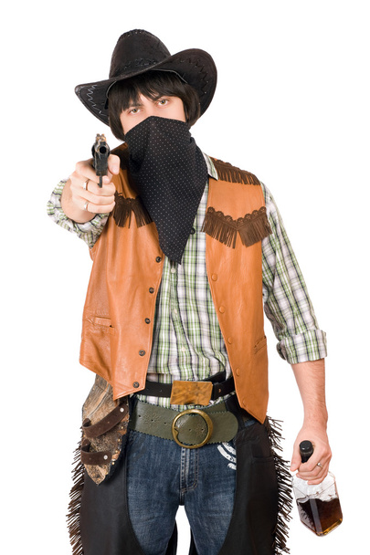 Retrato de vaquero con un arma
 - Foto, Imagen