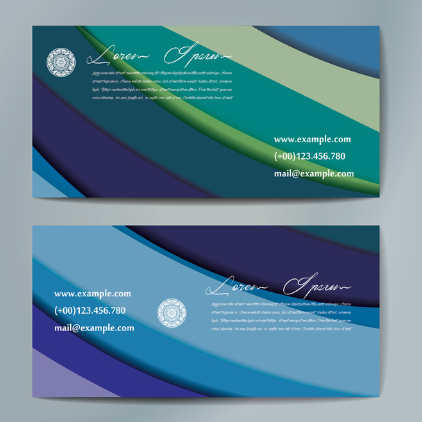 Stylish business cards with colorful wavy stripes. - Vektör, Görsel