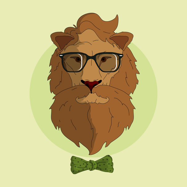 Hipster lion in glasses - Vector, Image
