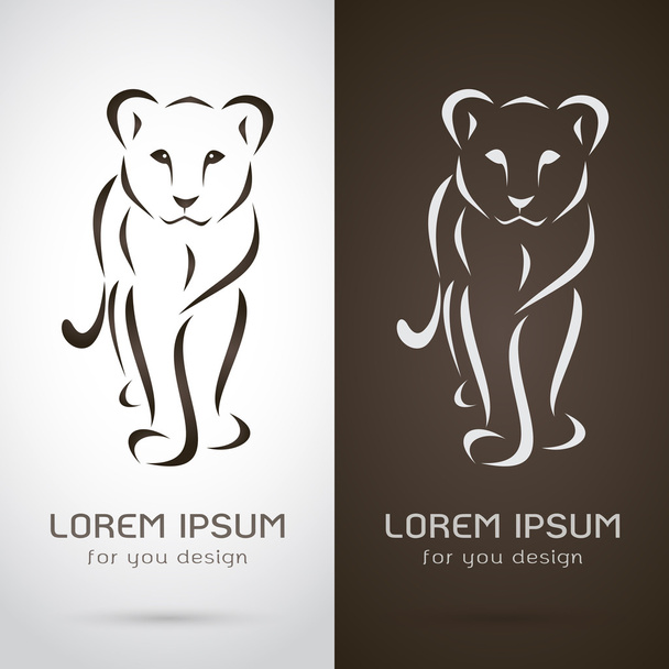 Beyaz arka plan ve kardeş bir dişi aslan tasarım vektör görüntü - Vektör, Görsel