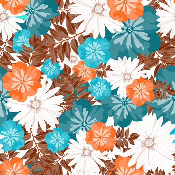 Beautiful floral pattern. Seamless pattern. Flowers. Bright buds, leaves, flowers. Flowers for greeting cards, posters, flyers. Flower shop. Seamless vintage tropical flower pattern vector. - ベクター画像