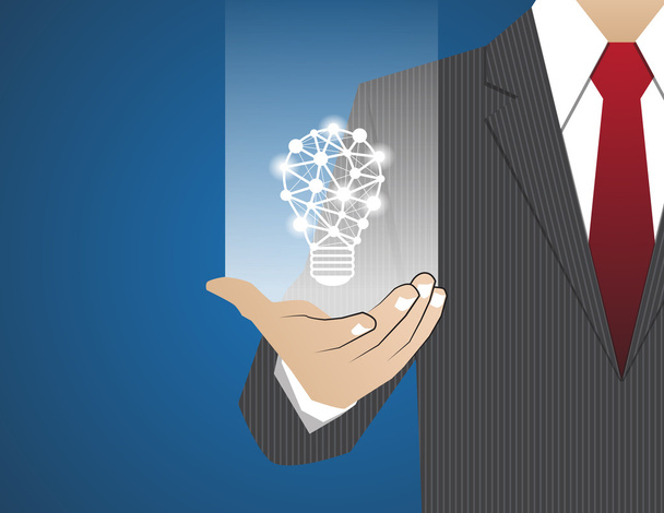 Concept Businessman in his hands ,ideas concept lighting - Vector, Image
