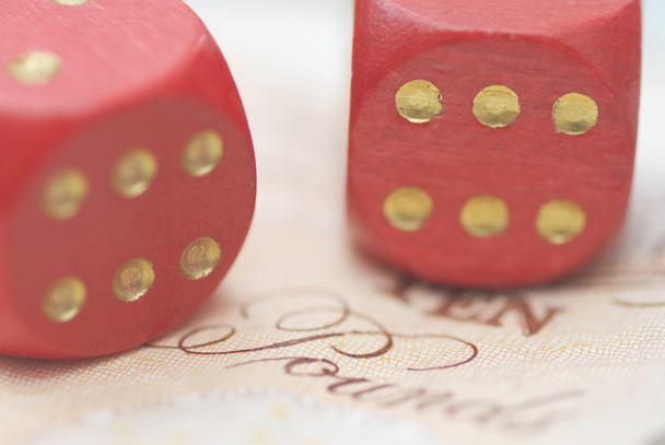 Two Dice on Bank Note. - Photo, Image