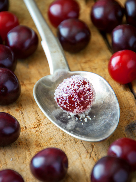 Fresh cherries in sugar - Photo, Image