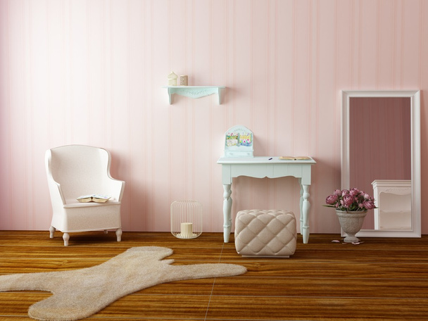 Ελαφρύ και άνετο ροζ δωμάτιο - Φωτογραφία, εικόνα