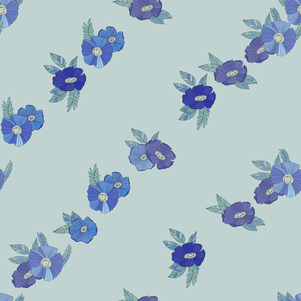 Blue flowers on  white background - Vettoriali, immagini