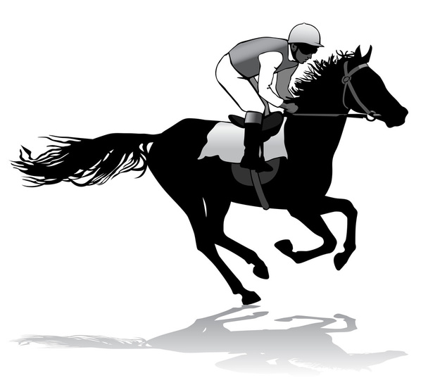 Jockey hevosen selässä
 - Vektori, kuva