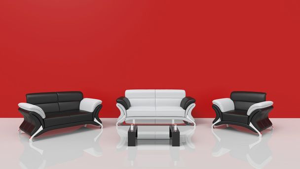 Moderní obývací pokoj červený - Fotografie, Obrázek