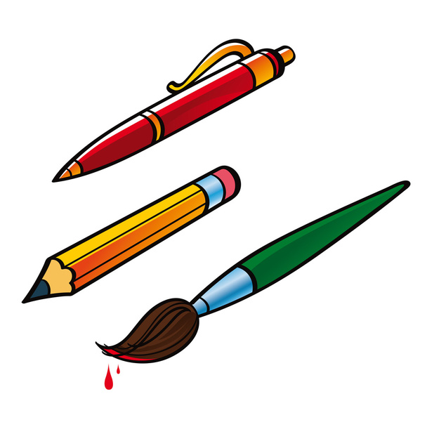 στυλό μολύβι βούρτσα - Διάνυσμα, εικόνα