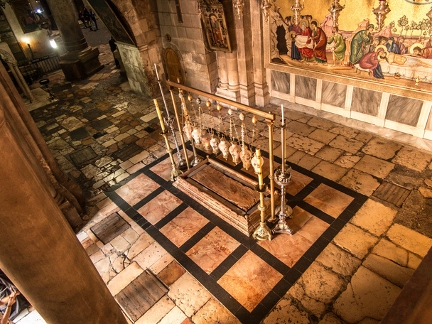 Stone of the Anointing of Jesus in the Holy Sepulchre, the holie - Photo, Image