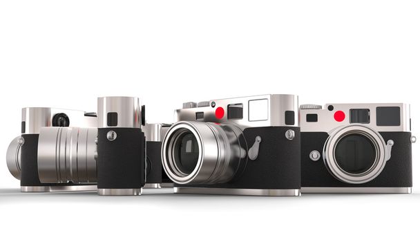 Four retro style photo cameras - studio lighting - Photo, Image