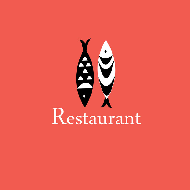 icon with a fish restaurant - Vektor, kép