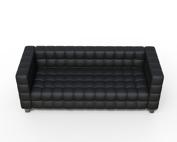 Black Leather Sofa on white background, top view. - Photo, Image