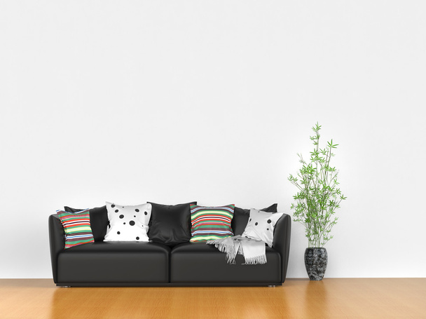 Απλό δωμάτιο με μοντέρνο καναπέ - Φωτογραφία, εικόνα