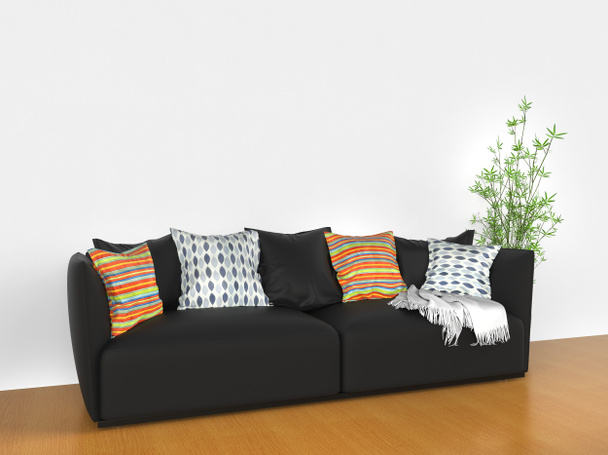 modernes Sofa mit bunten Kissen - Foto, Bild