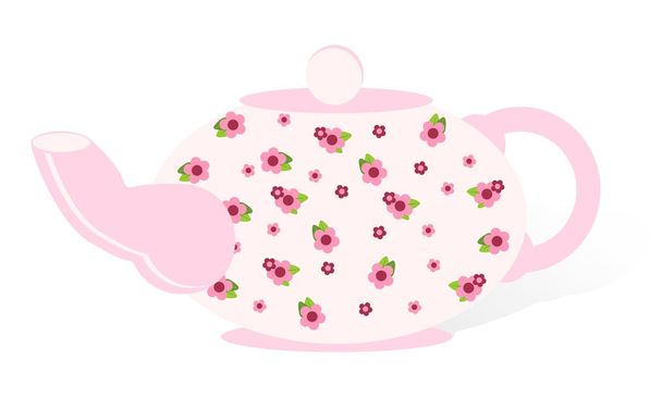 ροζ τσαγιέρα με άνθη μοτίβο - Διάνυσμα, εικόνα