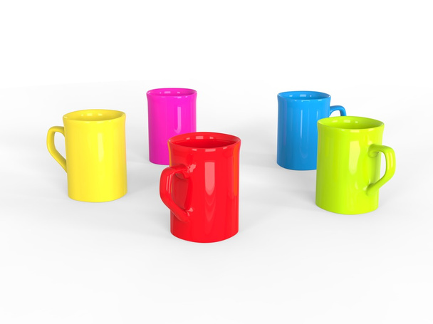 Коло різнокольорових чашок
 - Фото, зображення