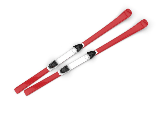 rote Skier auf weißem Hintergrund - Foto, Bild