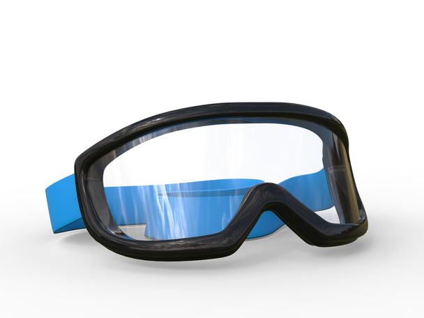 Black rimmed ski goggles on white background - Photo, Image