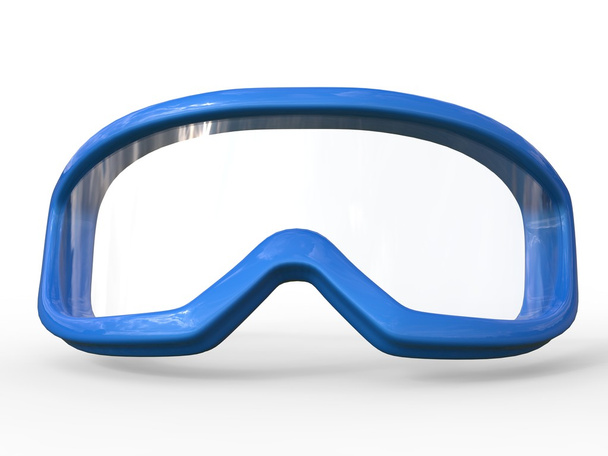 Голубые лыжные очки на белом фоне
 - Фото, изображение