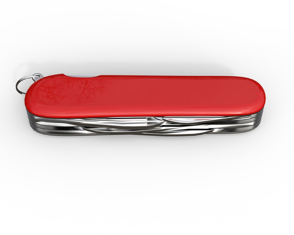 rotes Schweizer Taschenmesser geschlossen - Draufsicht - Foto, Bild