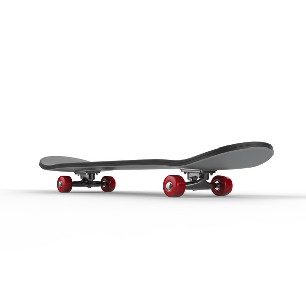 Skateboard noir avec roues rouges - vue arrière
 - Photo, image