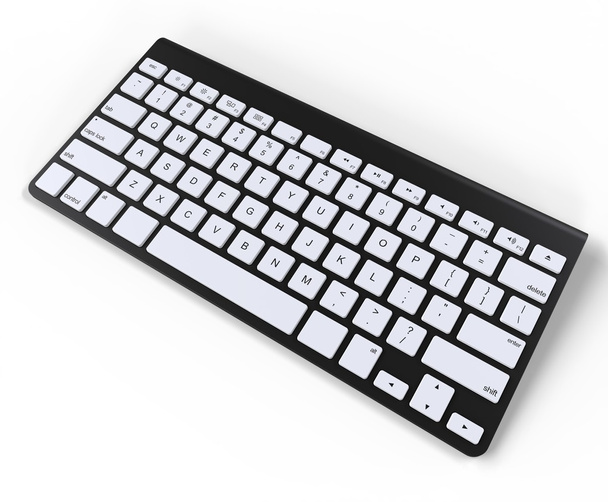 Чорна клавіатура з білими клавішами, вид зверху
. - Фото, зображення