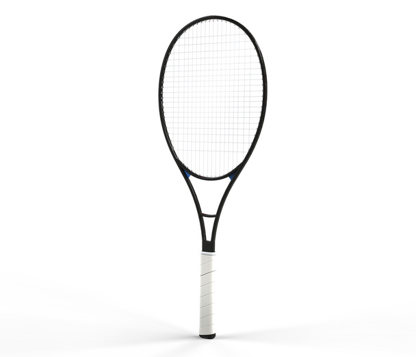 Black tennis racquet isolated on white - Photo, Image