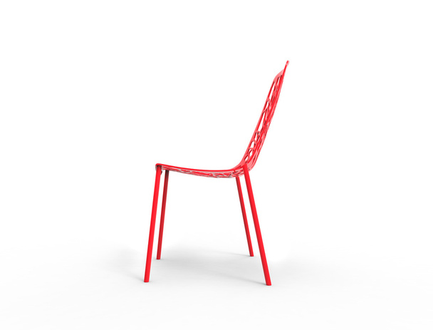 Cadeira plástica clara vermelha brilhante moderna
 - Foto, Imagem